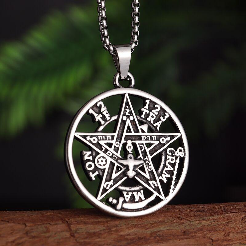 Retro Domineering Ouroboros Wrapped Around The Tree of Life Pendant Necklace Men's Personalized Punk Cool Casual Jewelry Gift