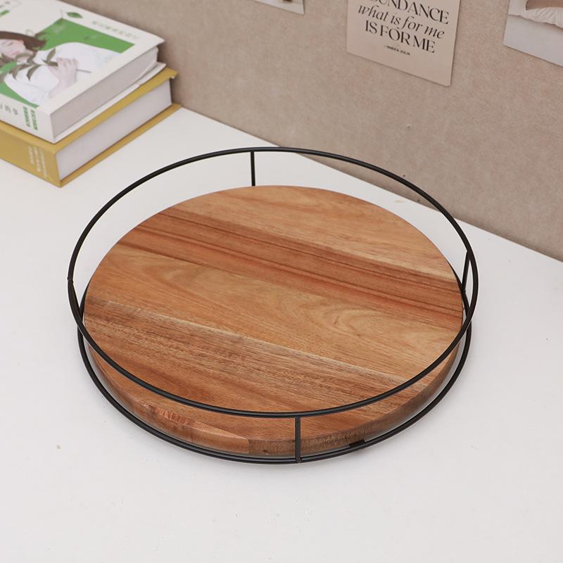 Multipurpose Wooden Revolving Spice Rack and Storage Tray for Kitchen Cabinets