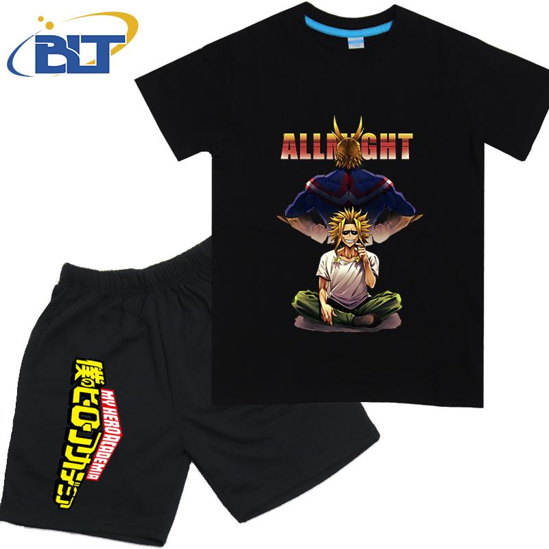 My Hero Academia anime costume kids T-shirt set pure cotton short-sleeved shorts 2-piece set for boys and girls