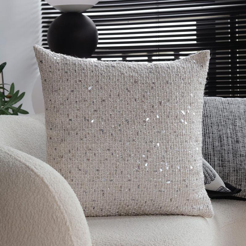 Gray Sofa Pillowcase Living Room Light Luxury High-end Waist Pillow Square Cushion Bedside Backrest Pillow Does Not Contain Core