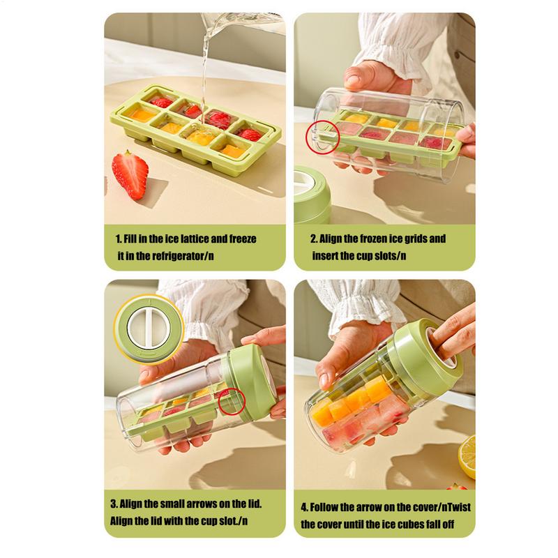 Ice Mold Cup 8 Compartments Food Grade Easy-Release Portable Reusable Cube Tray Kitchen Supplies Refrigerator Accessories For