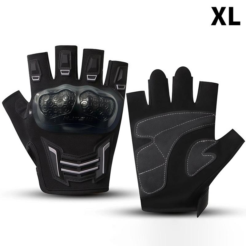 

Outdoor Sports Protective Half Finger Gloves For Men Women Universal Open Finger Resistant Motorcycle Bike Gloves black XL