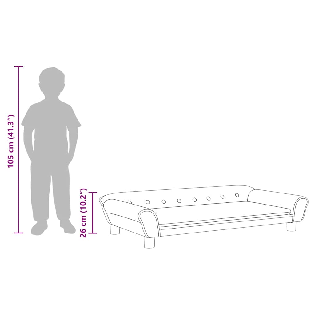 Kids Sofa Light Grey 100 X 50 X 26 Cm Velvet
