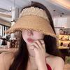 Hollow Empty Top Straw Hat Woven Straw Women's Sun Hats Folding Sunshade Hat  Beach Vacation