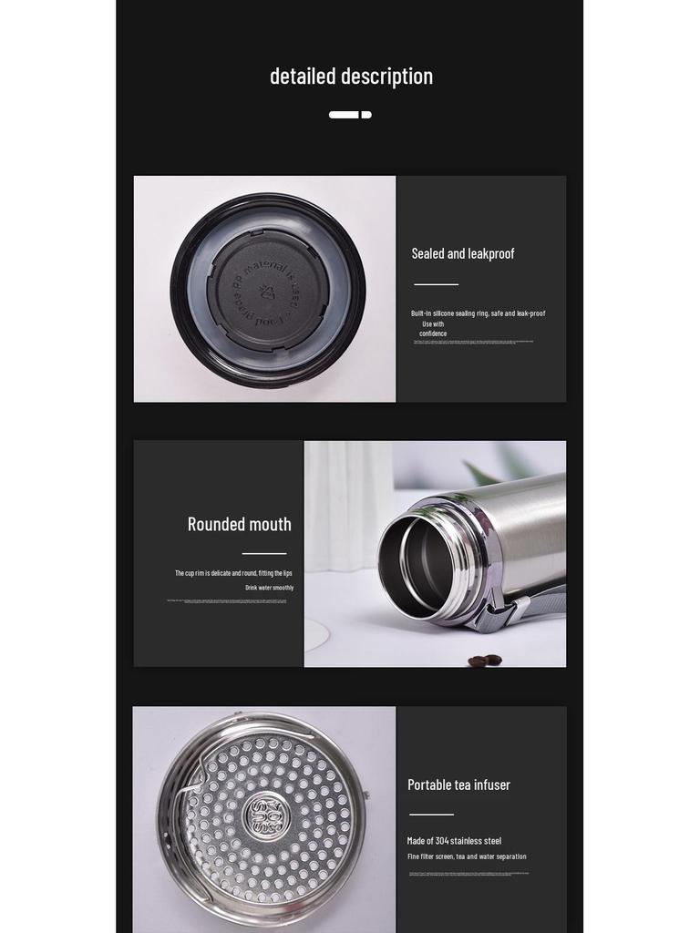 Gradient Rostfritt Stål Smart Isolerad Vattenflaska med Snodd - Stor Kapacitet, Bärbar för Utomhussporter