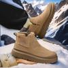Winter Men Plush Warm Snow Boots Outdoor Cotton Boots for Fashion Handmade Casual Shoes with Fur Waterproof Non-slip Ankle Boots