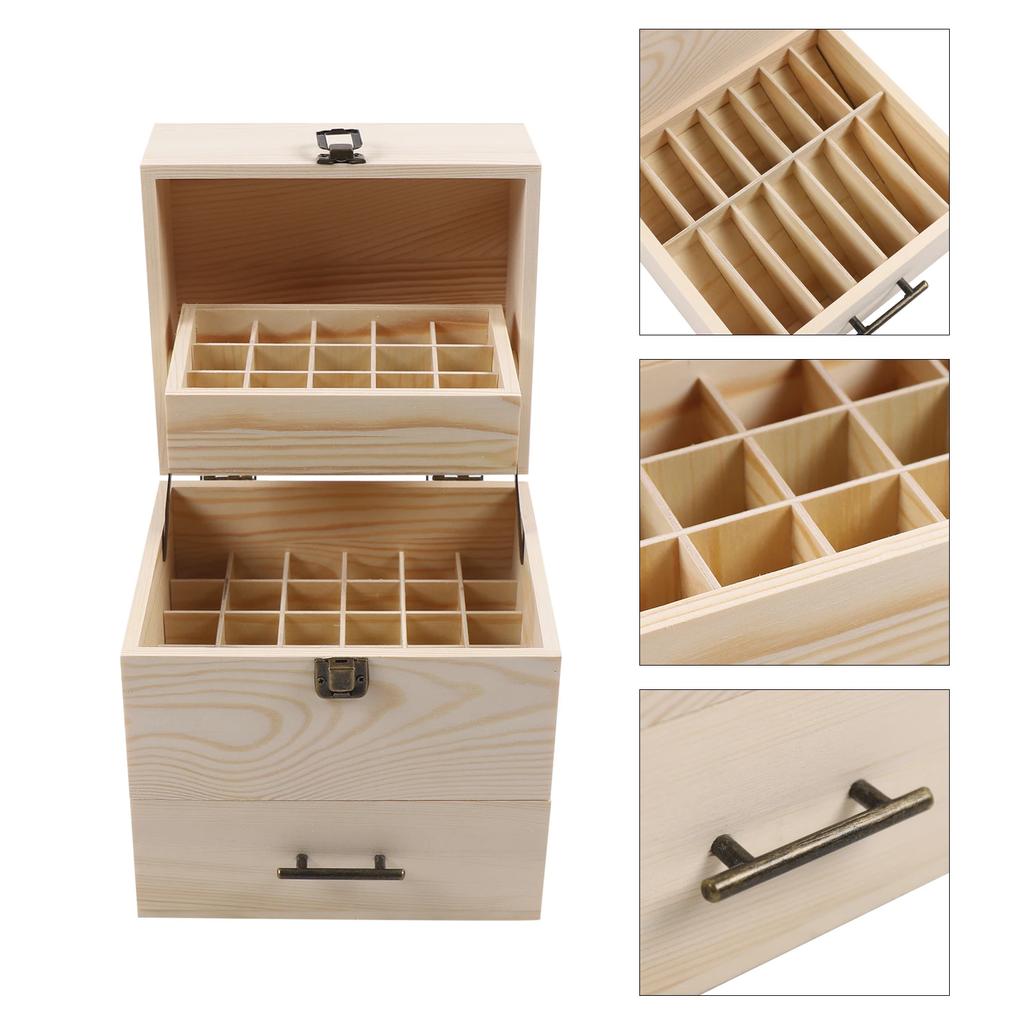 Wood Storage Box for Essential Oils, 59-Slot Storage Case Box