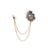 Vintage Beauty Lady Head Crown Brooches Fashion Jewelry Luxury Trendy Host Stage Male Suit Collar Pin Tassel Chain Accessories