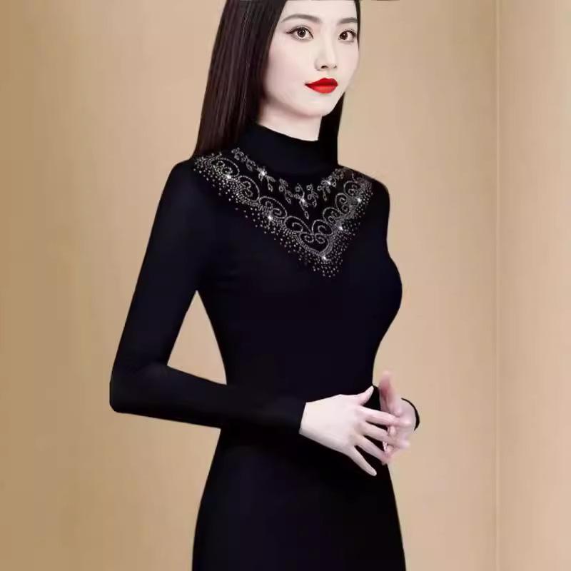 Deutscher Samt High-End Langarm Warme Basisschicht: Herbst/Winter Halbhoher Kragen Top