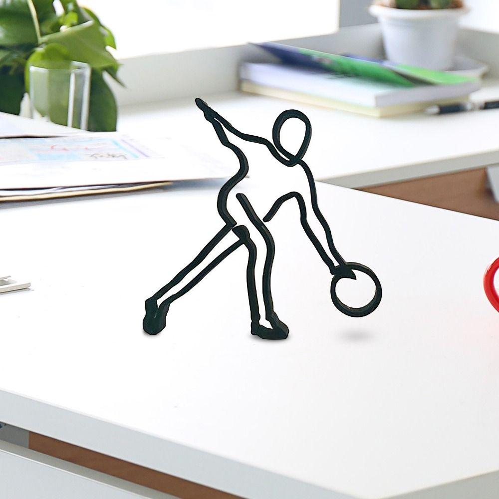 

Sports Figurines Athlete Line Sculpture Metal Arts Metal Sports Ornaments Living Room style 8