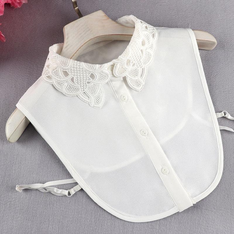 Women s Chiffon Embroidered Decorative Fake Collar - Japanese Korean Edition, Fashionable Hollow-out Design.