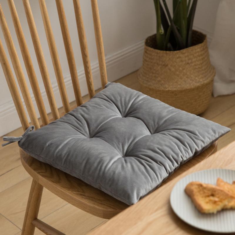 Four-hole Velvet Strapping Dining Chair Cushion Japanese Home Chair Cushion Office Home Square Cushion Tatami Cushion Breathable Home Cushion