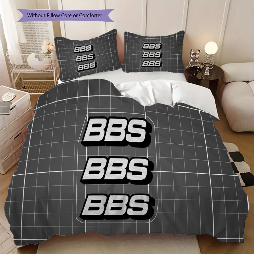 Bold Bbs Grid Bedding (1 * Duvet Cover + 2 * Pillowcase, Without Core) 2D Flat Christmas Birthday Gift Bedding Set Soft and Comfortable