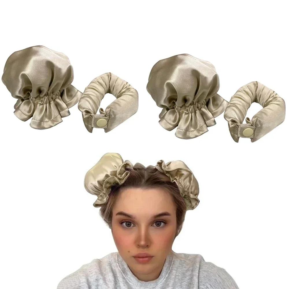Heatless Hair Curler Satin Sleeping Cap Set No Heat Hair Rollers Curling Rod Headband Soft Curlers Lazy Curls Bonnet Night Hat