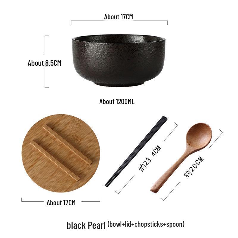 

Велика керамічна японська миска для рамену та салату - Дизайн з прямими стінками