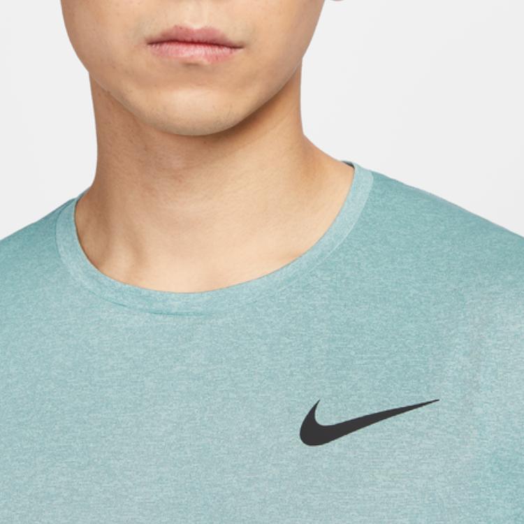 Nike Pro Dri-Fit Logo Print Round Neck Pullover Quick-Dry Training T-Shirt Eco-Friendly Split Short Sleeve Men Tops Mineral-Green CZ1182-379