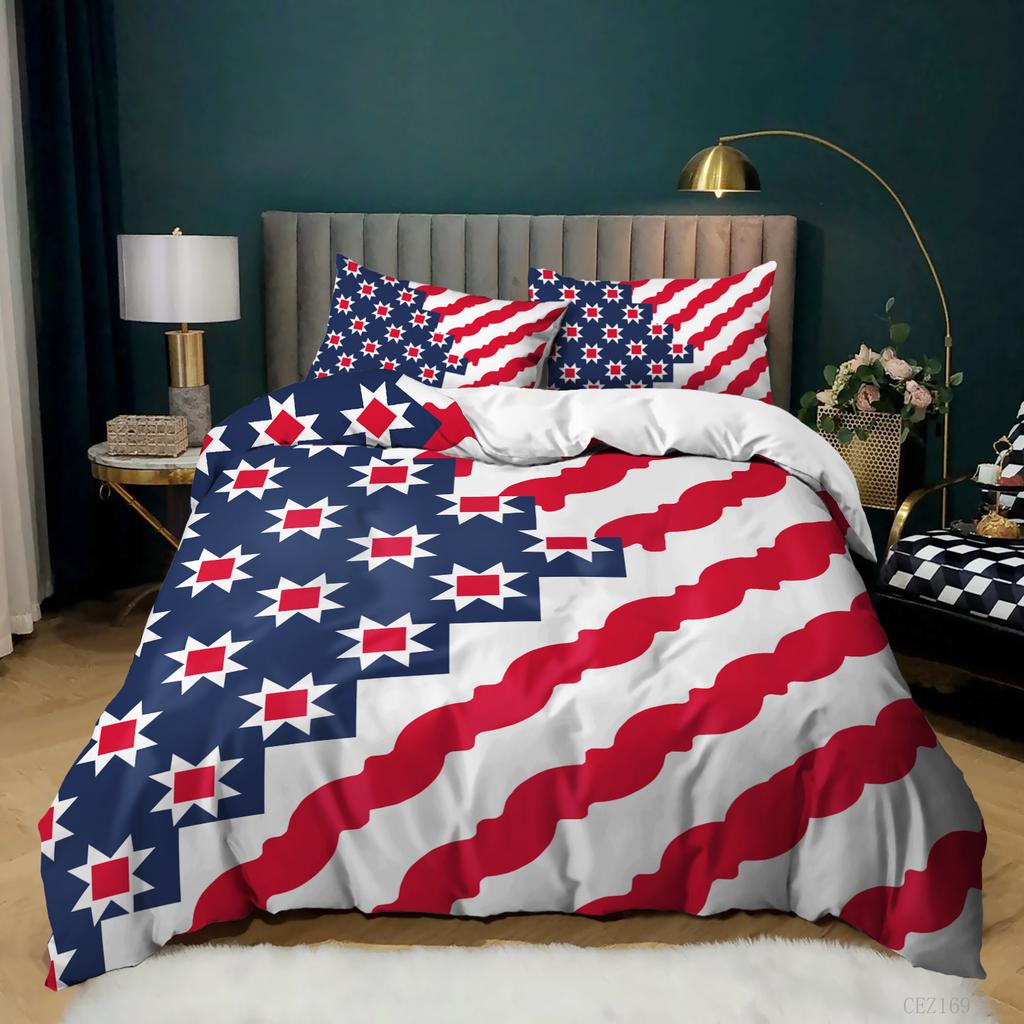203D Digital Printing National Flag Quilt Set Three-Piece 3D Digital Printing Kit