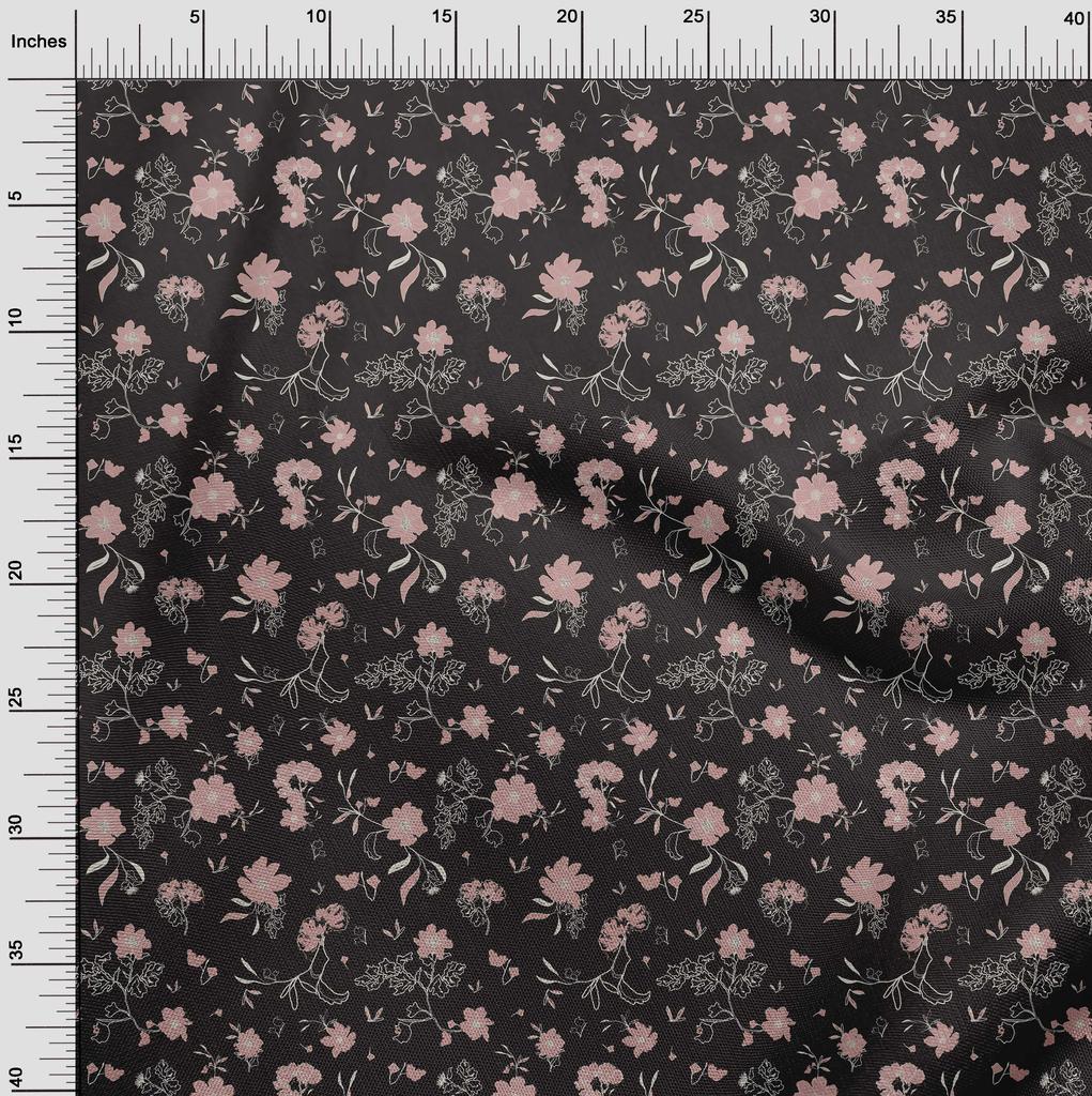 oneOone Cotton Flex Black Fabric Floral & Sewing Fabric By The Yard Printed Diy Clothing Sewing Supplies 40 Inch