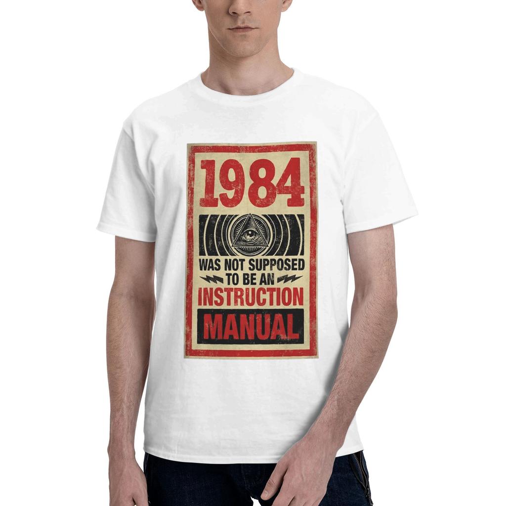Streetwear T Shirt 1984 George Orwell Big Brother Printed Pure Cotton T Shirts Trendy Cool Tshirt for Unisexs Short Sleeve Tees