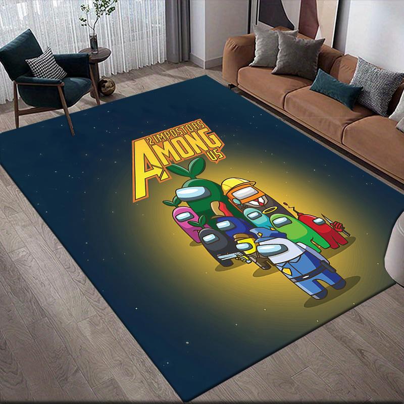Among Us Flannel Pattern Square Carpet,Area Rug,Carpet Rug for Living Room Bedroom Sofa Playroom Decor,Non-slip Floor Mat