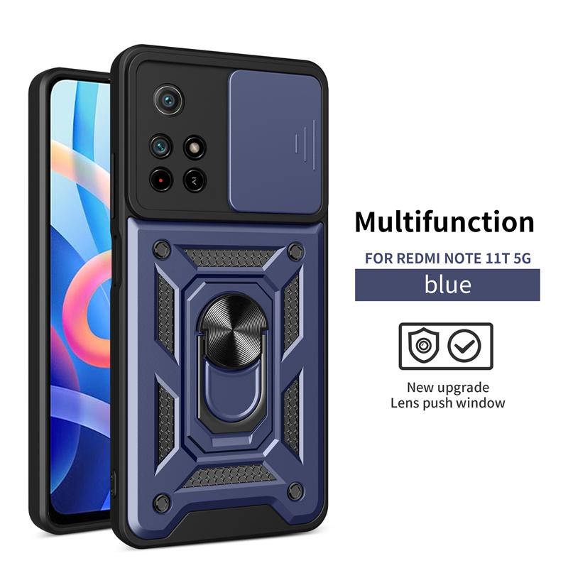 Para Pocco M 4 Pro 4G Case Slide Camera Armor Magnetic Car Holder Phone Cover para Xiaomi Poco M4 Pro Poko Little M4Pro Capa Traseira