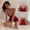 Romantic lingerie, pearl chain halter, backless lace, hip-hugging, sexy and hot, see-through sleeping dress, pleated and cut-out suit for women