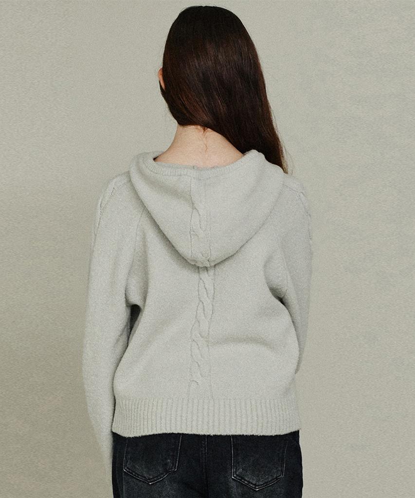 ITOV SEOUL Boucle Cable Hoodie Knit Lg