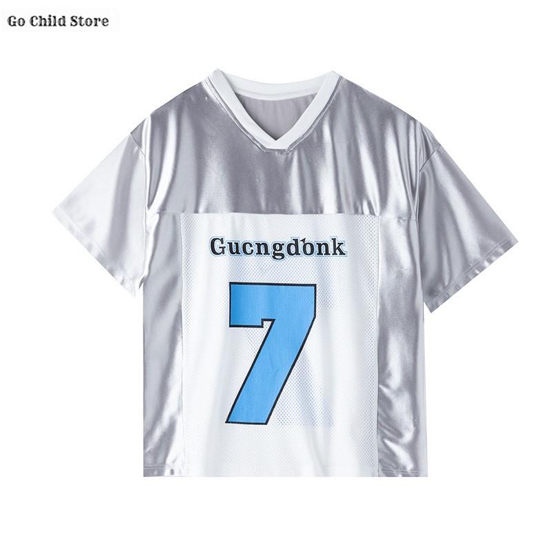 

Дівчата K-pop Блискуча футболка Вуличні танці Сині карго штани Хлопці Комплекти хіп-хоп одягу Діти Хіп-хоп Джазові костюми Дитячий стрітвеар 140