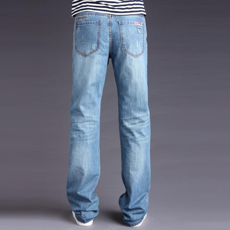 Men's Loose Jeans Korean Casual Big Flared Pants Light Blue Jeans