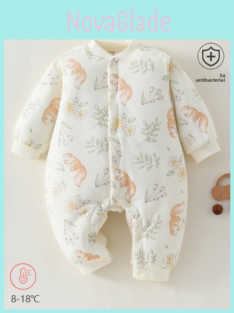 Baby Winter Cotton Romper With Thickened Insulated Fabric For Newborn Boys Girls