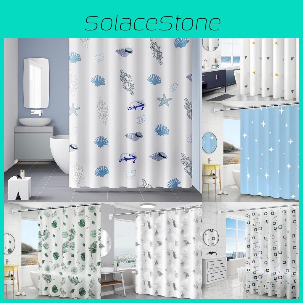 Leaf Geometric Pattern Peva Shower Curtain Waterproof Moldproof Divider Bathroom