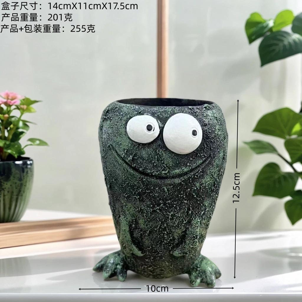 Whimsical Frog Planter Pot, Resin Cartoon Frog Flower Pot with Drainage Hole, Creative Garden Decor for Indoor Outdoor Plants