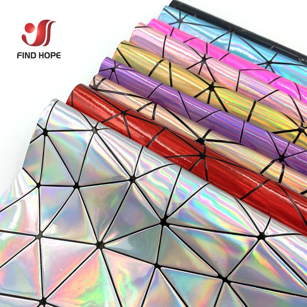 A5 A4 Laser Hologram PU Faux Leather Fabric Geometric Polygon texture for Bag Bow Craft DIY Jewelry Clothing Sewing Material