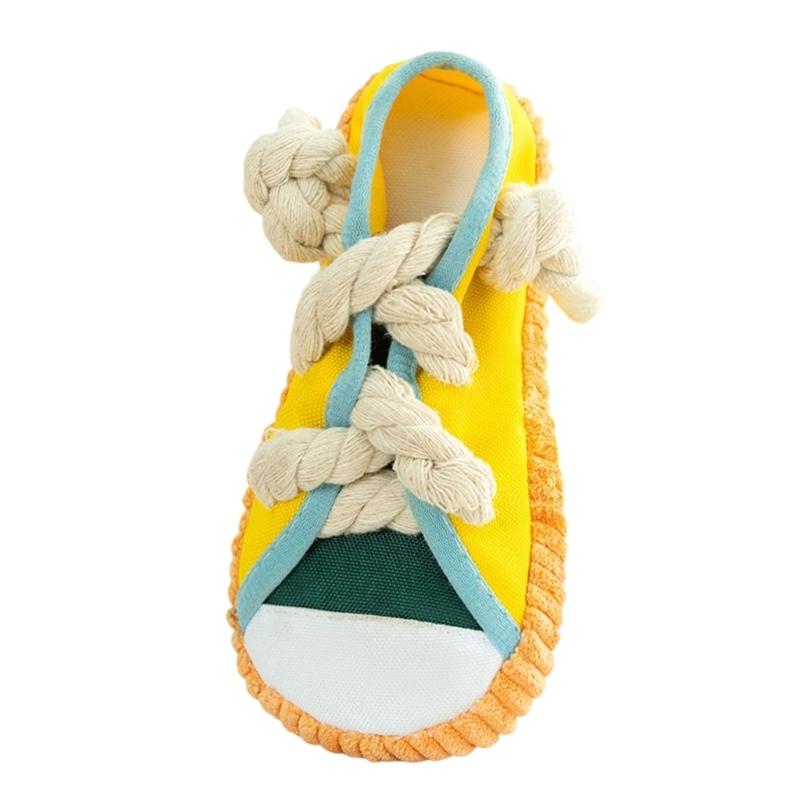 Squeaky Shoe Dog Chew Toy For Various Size Breeds Teething and Chewing Strong Tug War Rope Pet Indoor Activity Toy