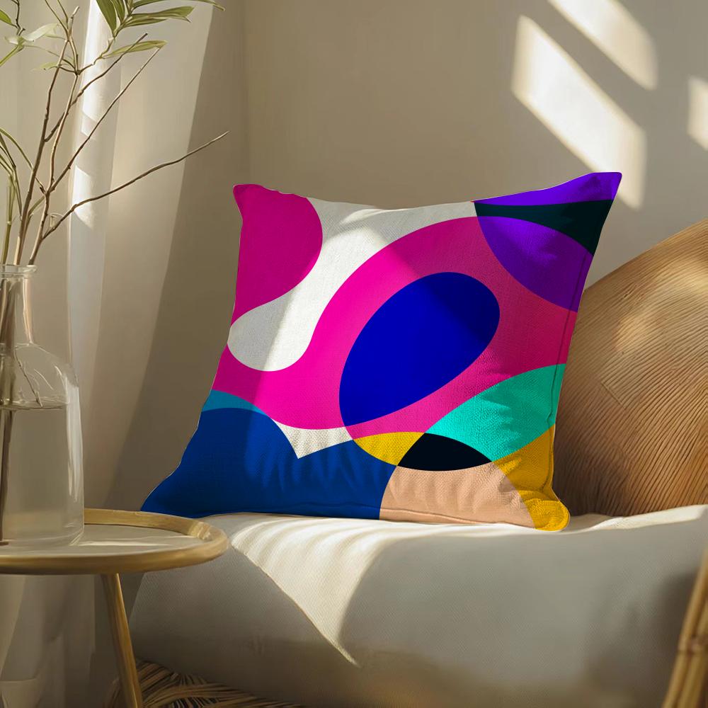 Abstractcurvecontrastingcolors Pillow Case Pillowcase, Double-Sided Printed, Sofa Cushion, Bedroom Headboard