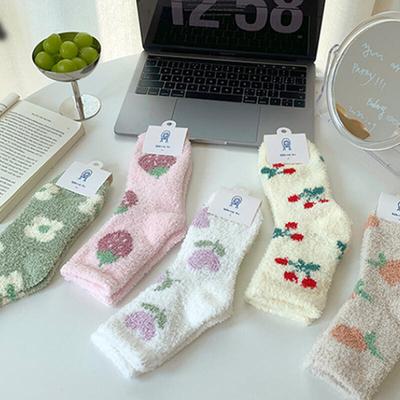 Girl's Emotional Fruit Sleep Socks Fleece Winter Warm