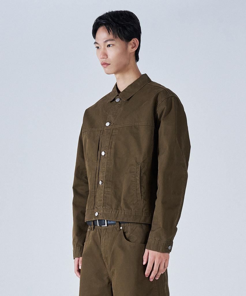 PROJECT3 Compact Twill Trucker Jacket [Brown]_Tj0710