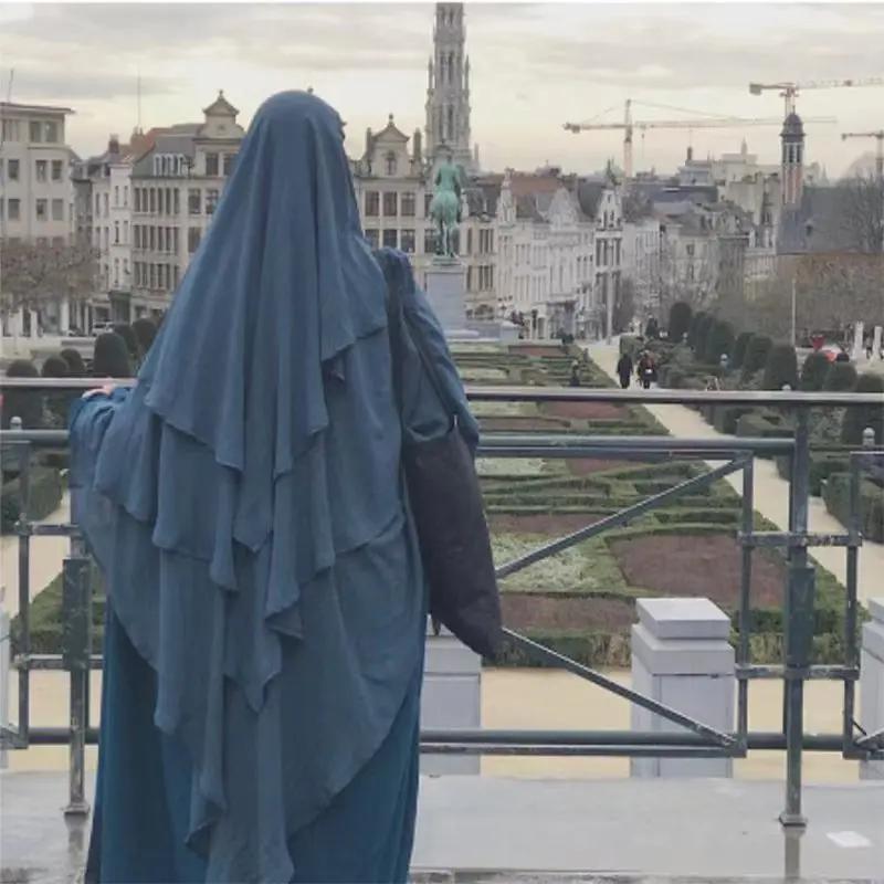 Long Khimar Hijab Scarf Wrap 2 Layers Crepe Voile Femme Musulman Muslim Fashion Ramadan Prayer Hijabs  Islamic Clothing