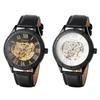 Relógio Automático Negócios Pulseira de Couro Masculino Aço Inoxidável Números Romanos Luminoso Estilo Engrenagem Formal Uso Diário À Prova d'Água Resistente à Chuva Presente