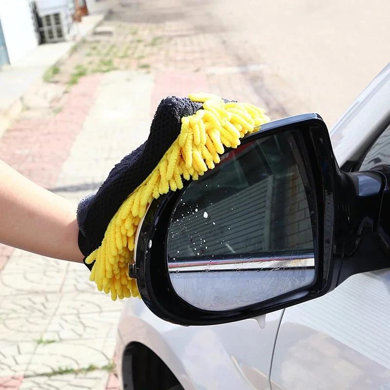 1 Stück Autowaschhandschuhe Wasserdichte Mikrofaser-Chenille-Handschuhe Auto-Reinigungshandschuh Detailbürste Autopflege Beidseitiger Handschuh