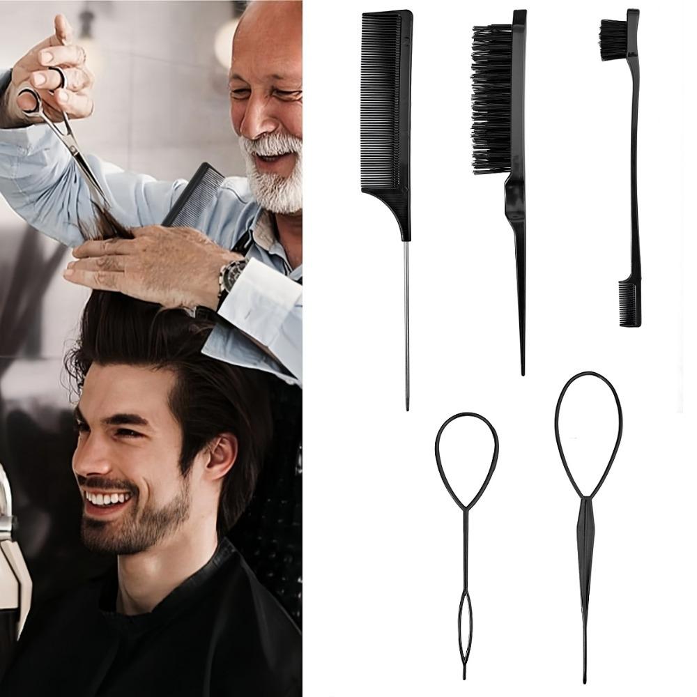 3pcs Hairdressing Tools Pointed Tail Comb Dual Head Eyebrow Brush Triple Row Comb Coiler Hair Salon Styling Comb