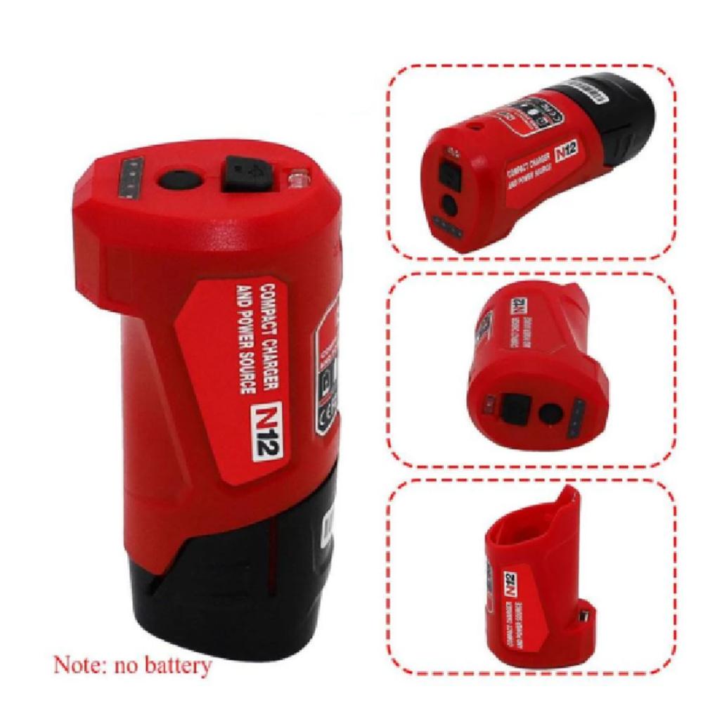 Charger Converter USB Power Charging Adapter for Milwaukee 48-59-1201 M12 Li-Ion Battery Adapter Mobile Phone Power Supply