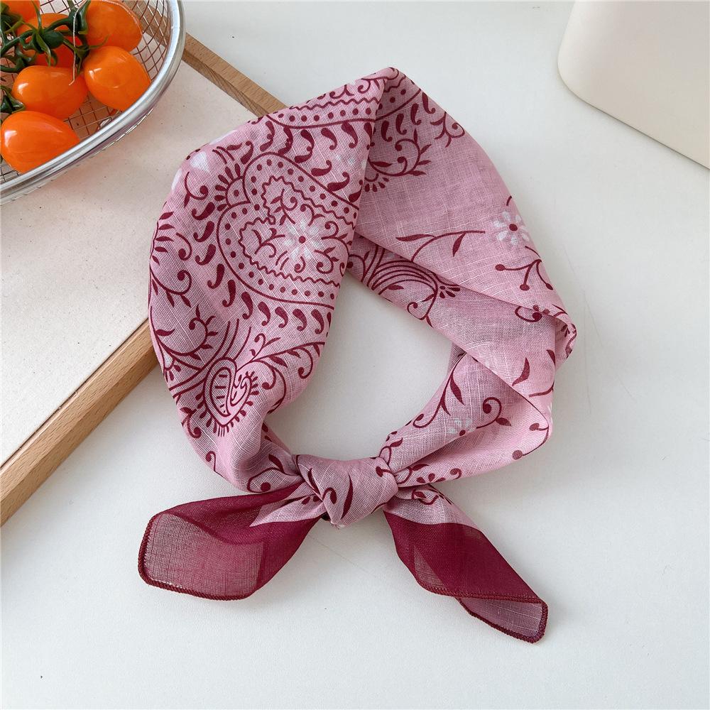 Fashion Women Printing Cotton Linen Small Square Scarf Scarf Women's Versatile Paisley Scarf Head Band Hair Accessories