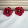 2025 Retro Red Petal Earrings: Women's High-End, Versatile Ear Studs