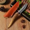 1pc Angular Handle Multi-Functional Knife-Damascus Pattern Blade Knife with Sheath Cover,Ideal for Meat Fruit Cuttin and Carving