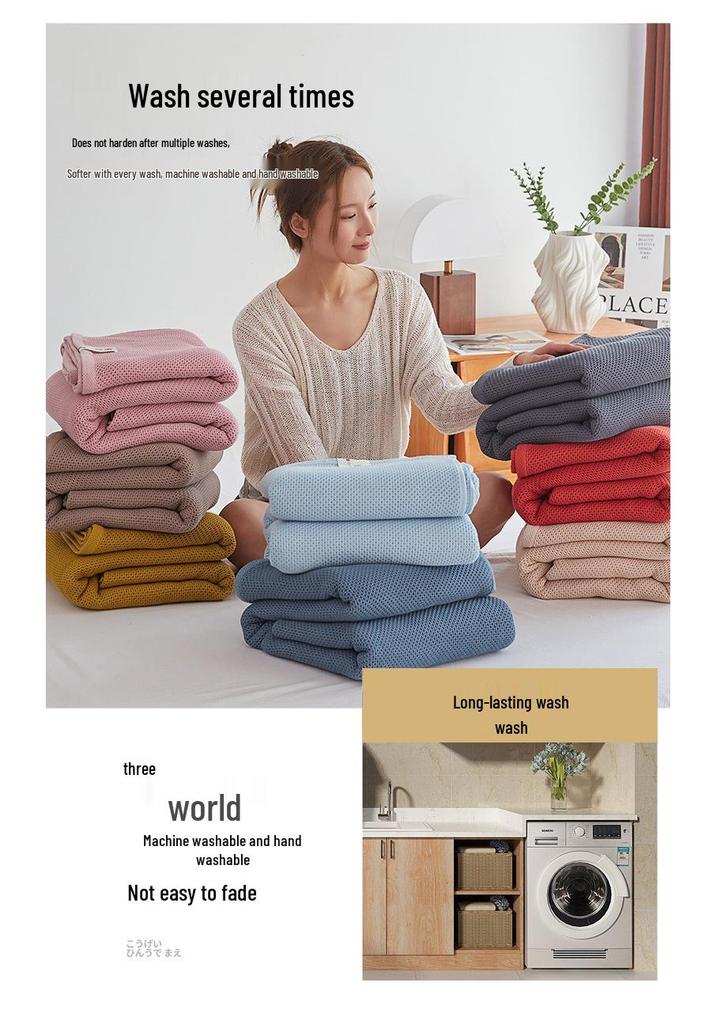 Japanese Style Honeycomb Cotton Quilt for Single/Double – Summer Cooling Multi-Purpose Blanket Gift
