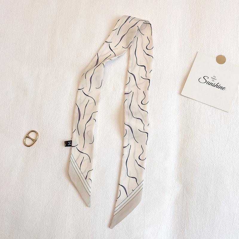 Long Skinny Hair Scarfs Women Headwear Headbands Fashion Print Neckerchief Small Bag Scarves Cute Neck Tie Scarf Ladies 5x90cm
