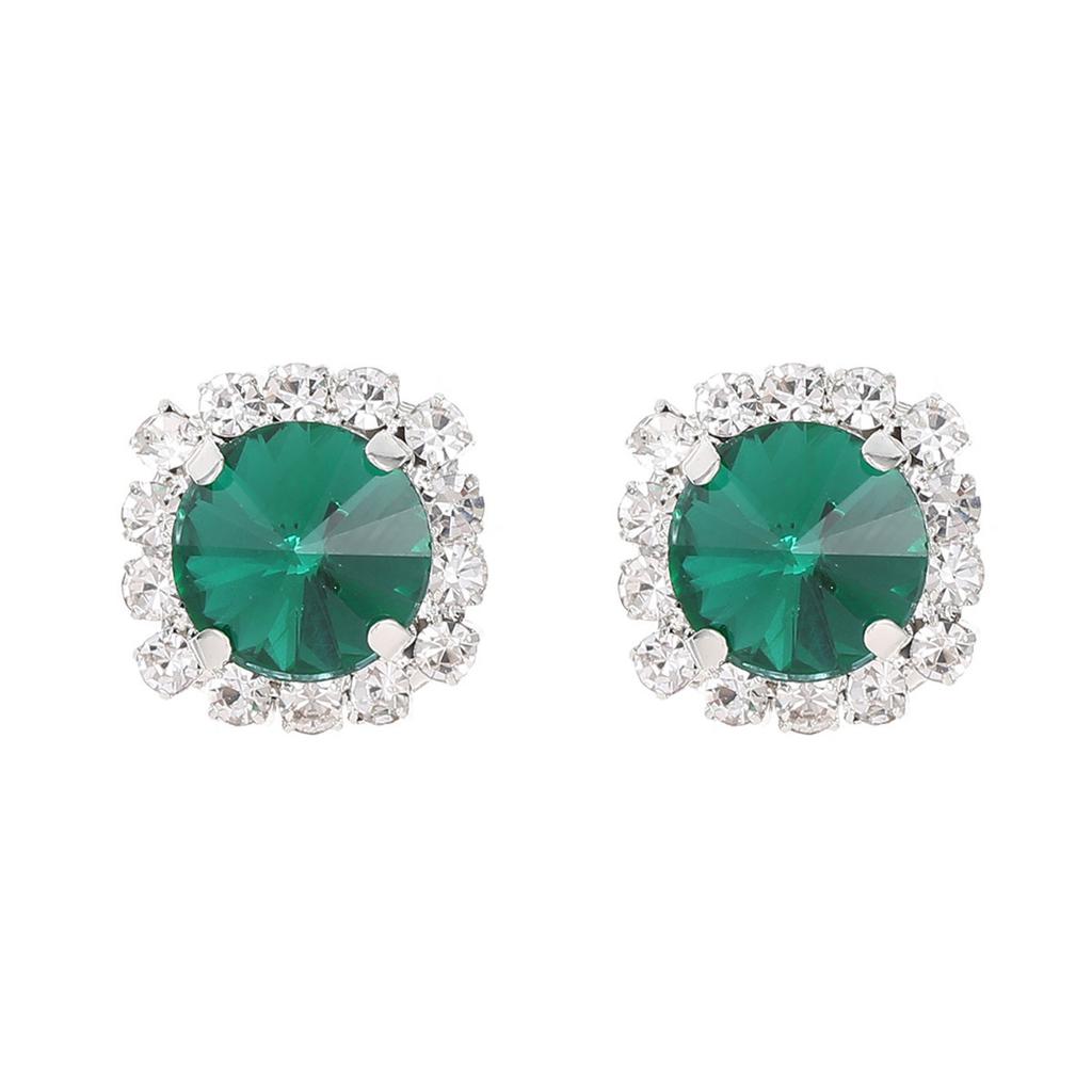 Premium Temperament, Shiny Rhinestone Necklace, Earrings, Two-piece Set, Fashionable Emerald Necklace, Earrings.