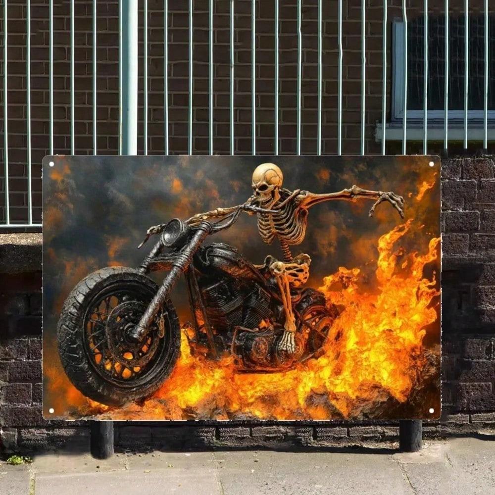 Vintage Metal Tin Wall Sign Retro Motorcycle Art Garage Bar Decor