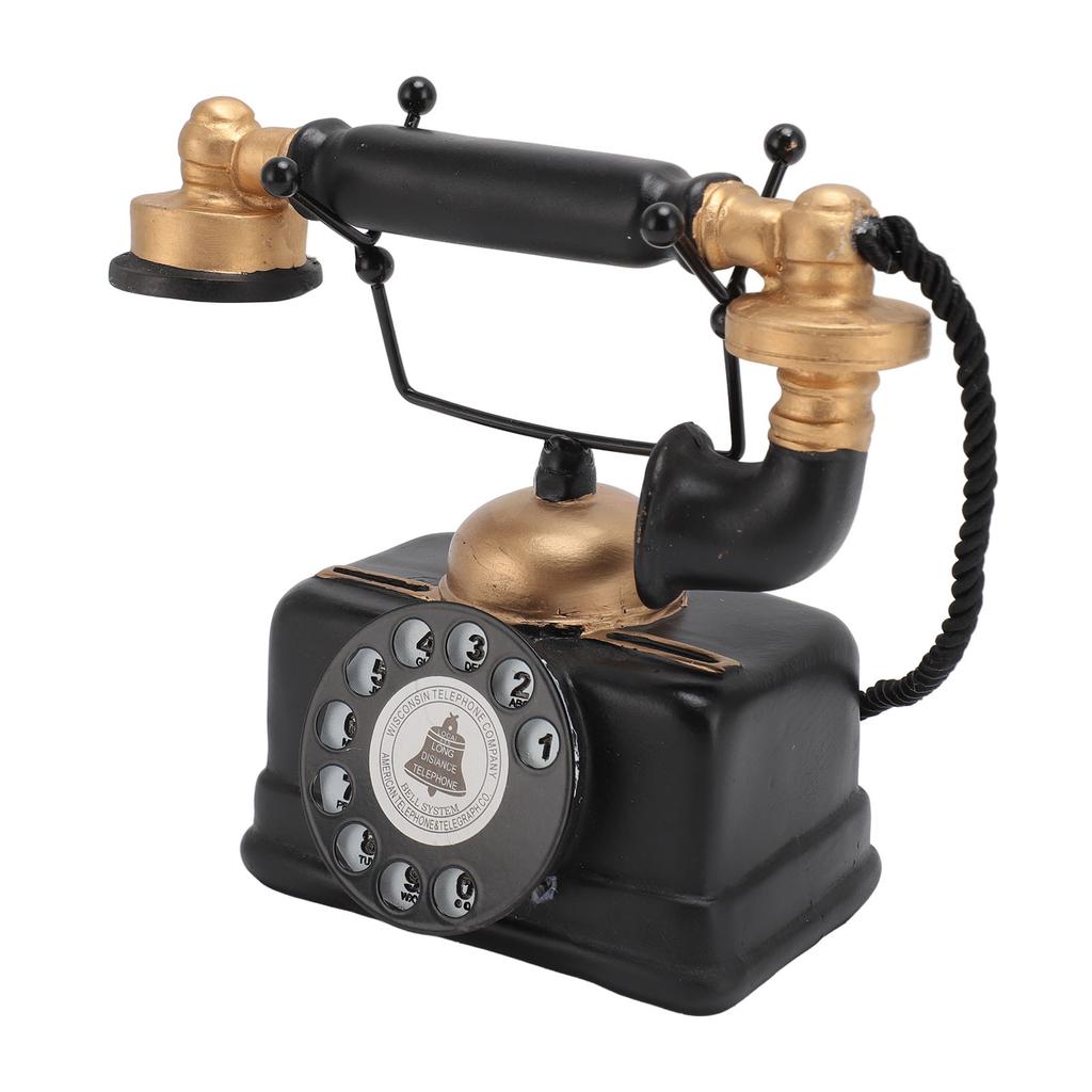 Retro Telephone Ornament Vintage Button Corded Phone Decoration Lifelike Exquisite Old Phone Model